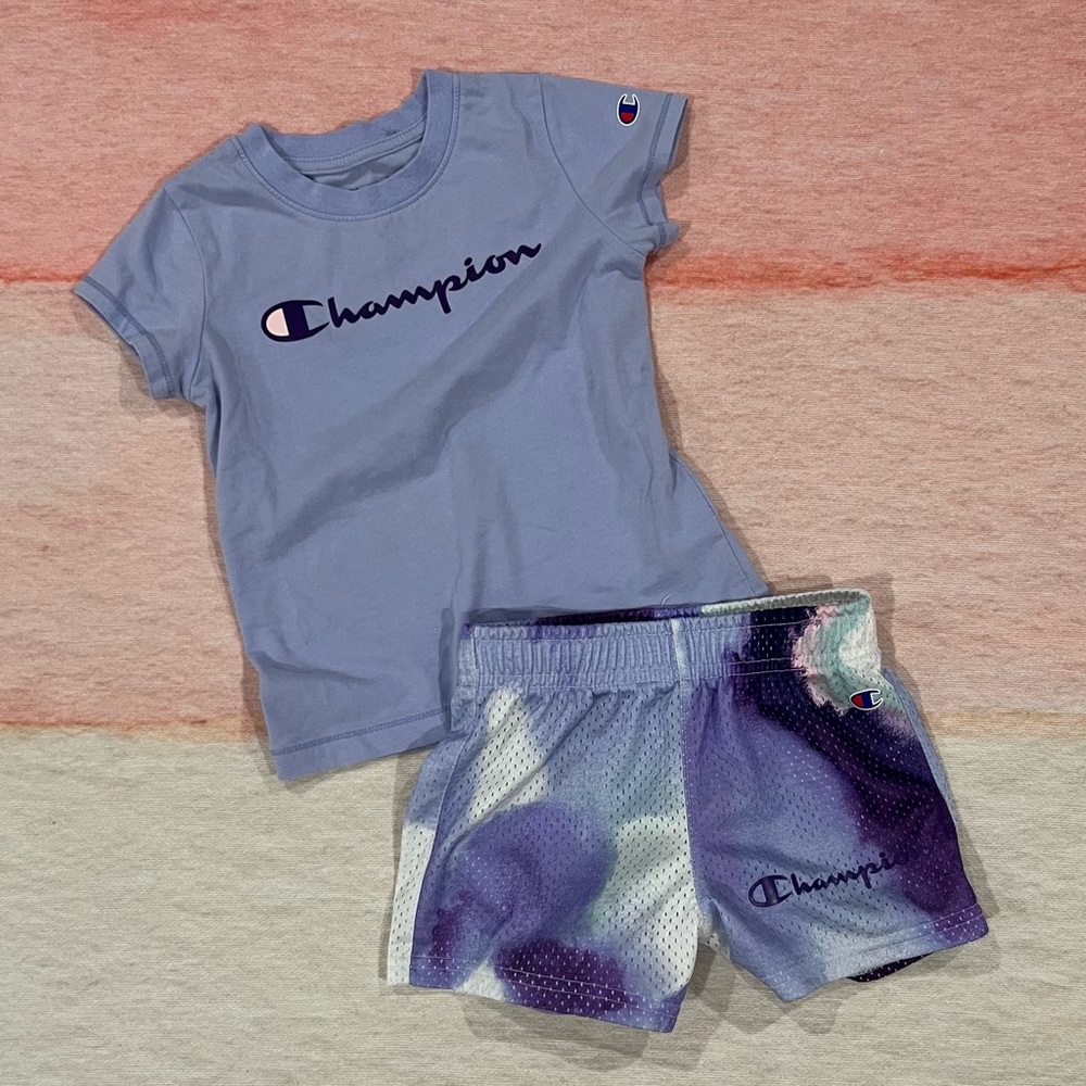 Girls 3T Champion Purple Shorts & Tee Shirt Set
